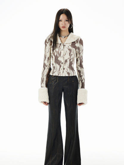 Speckled Boa Cropped Casual Warm Tops