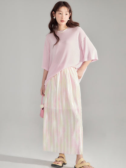 Crumping tie-dye pale-tone mince-skirt