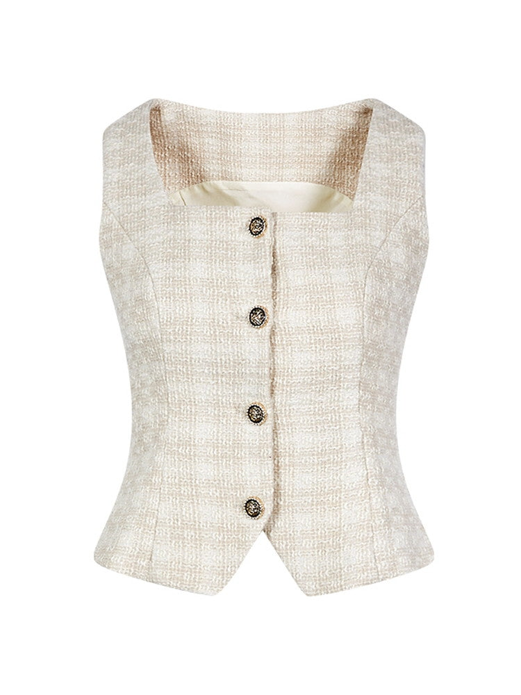 Tweed Lace Feminine Cute Jacket&amp;Vest&amp;Mini-Skirt&amp;Long-Skirt