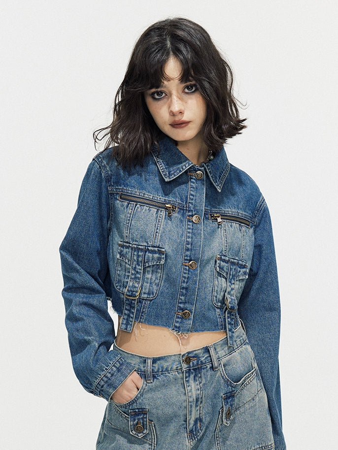 Casual Cropped Cut-off Short Denim-Jacket