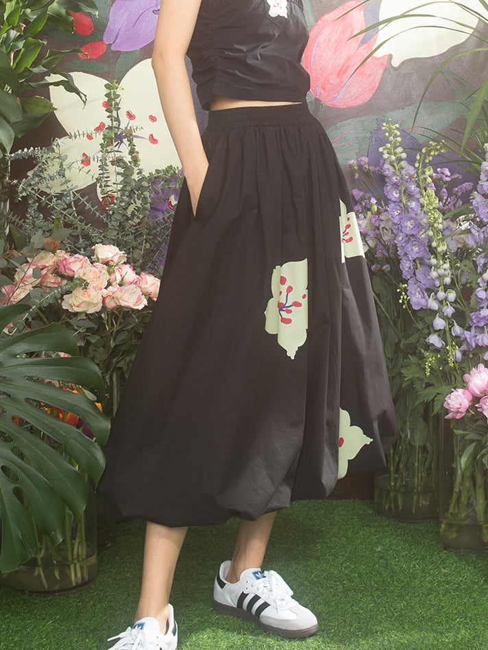 Retro Flower Girly Fluffily Long-Skirt