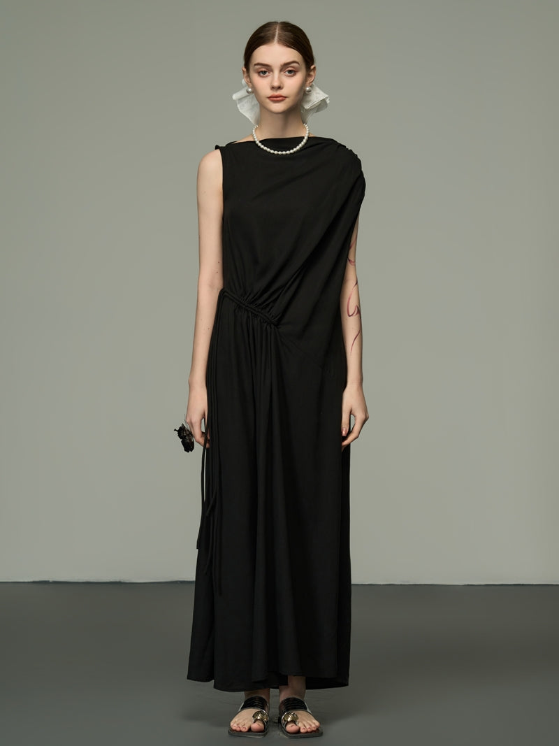 Sleeveless Elegant Asymmetry Nichi Long-One-Piece