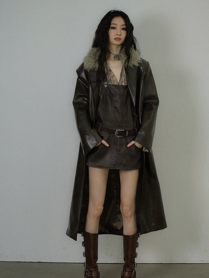 Leather Fer Cool High-End Oversize Long-Coat