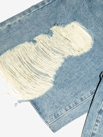 Denim Damage Casual Half-Pants