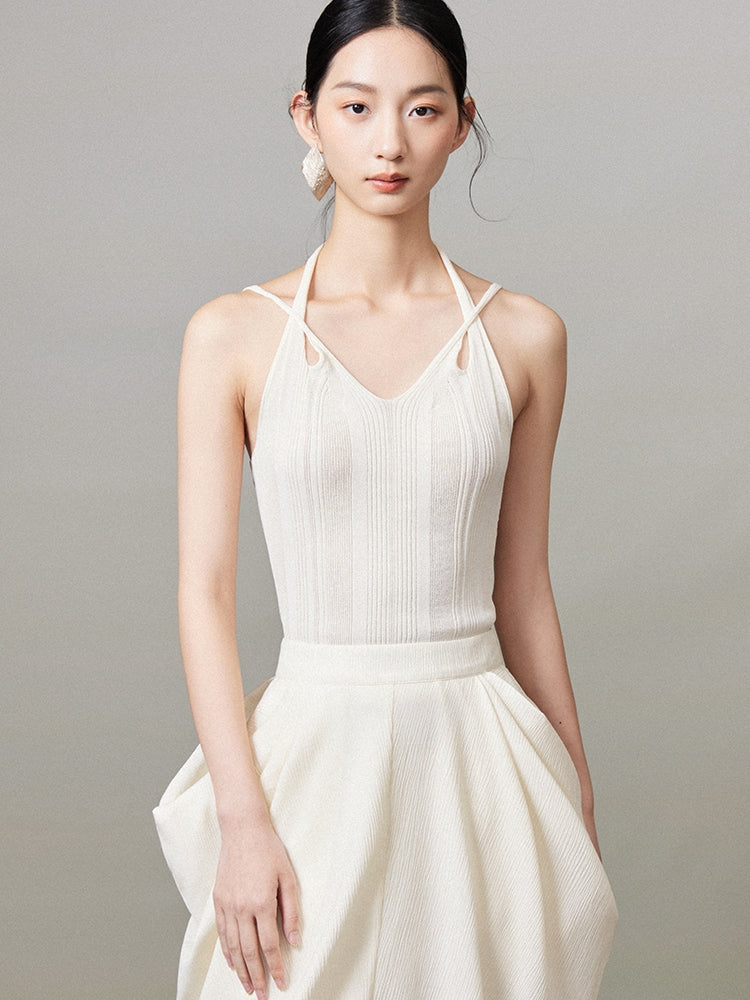 Back-Open Tight Summer-Knit Camisole