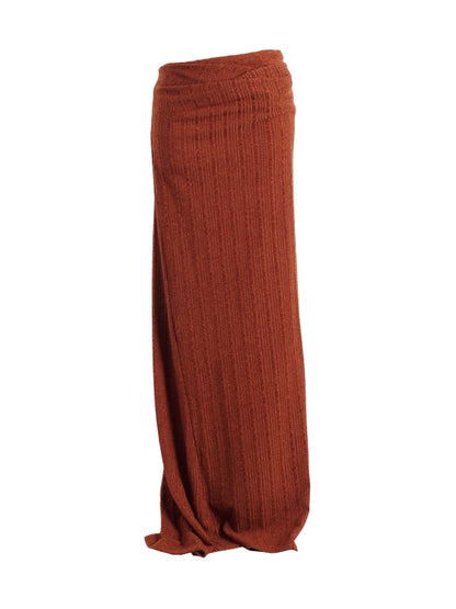 Long Plain Rib-Knit Knit-Skirt