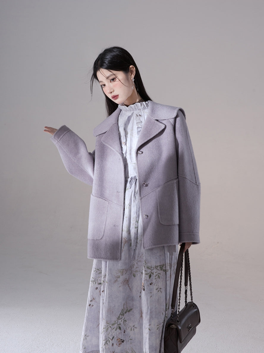 Big-Collar Retro Wool Long-Coat