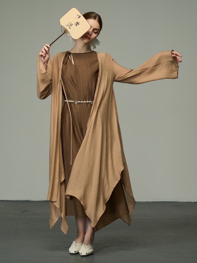 Asymmetry Sheer Loose Long-Cardigan