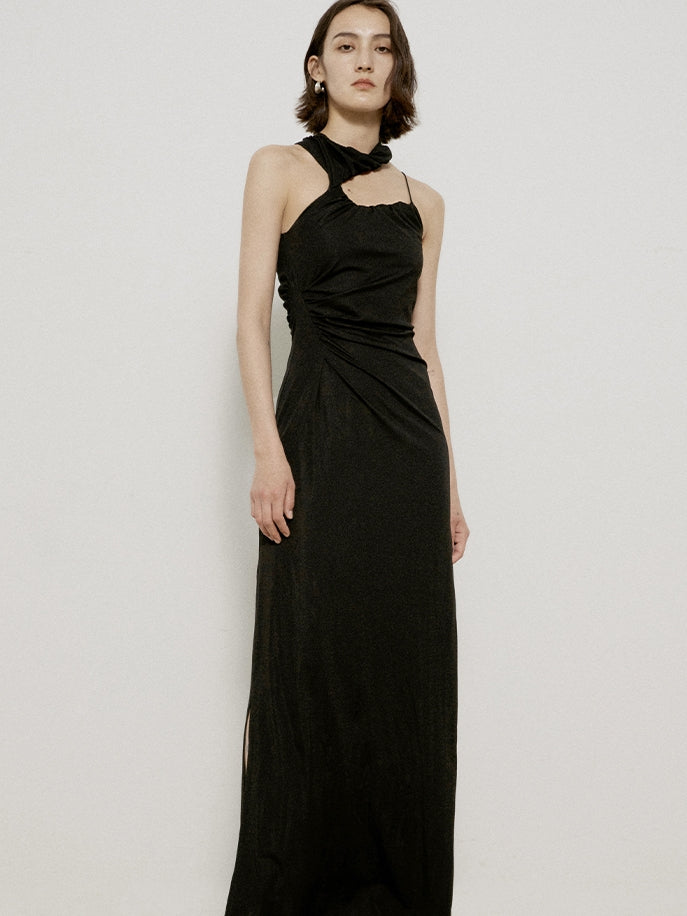 Nichi Drape Long Asymmetri Enge elegante einteilige Teile