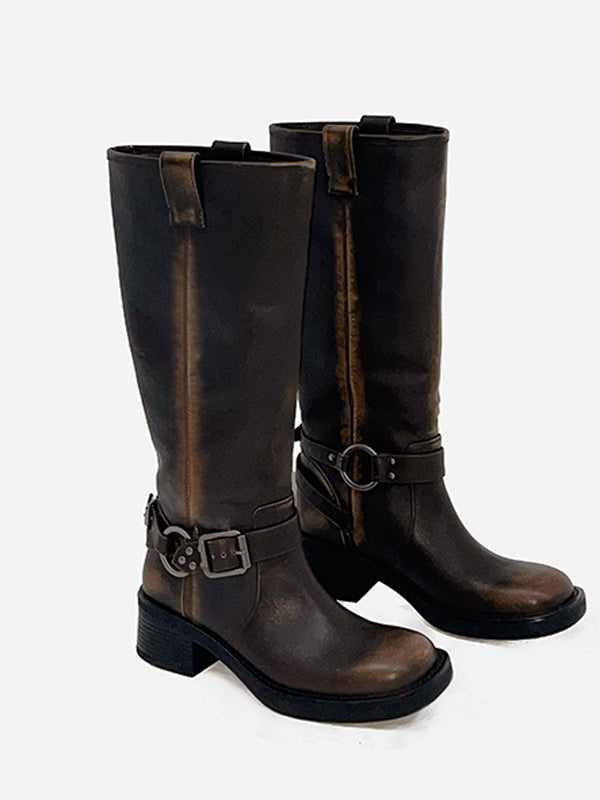 Retro Vintage Round-Toe Jockey-Boots