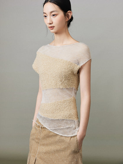 Mesh Sheer Nichi Asymmetry Summer-Knit