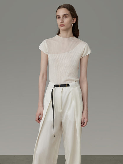 Sheer Thin French-Sleeve Tight Summer-Knit