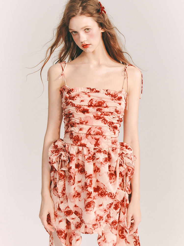 Flower Rose Gather Asymemtry Colorful One-Piece