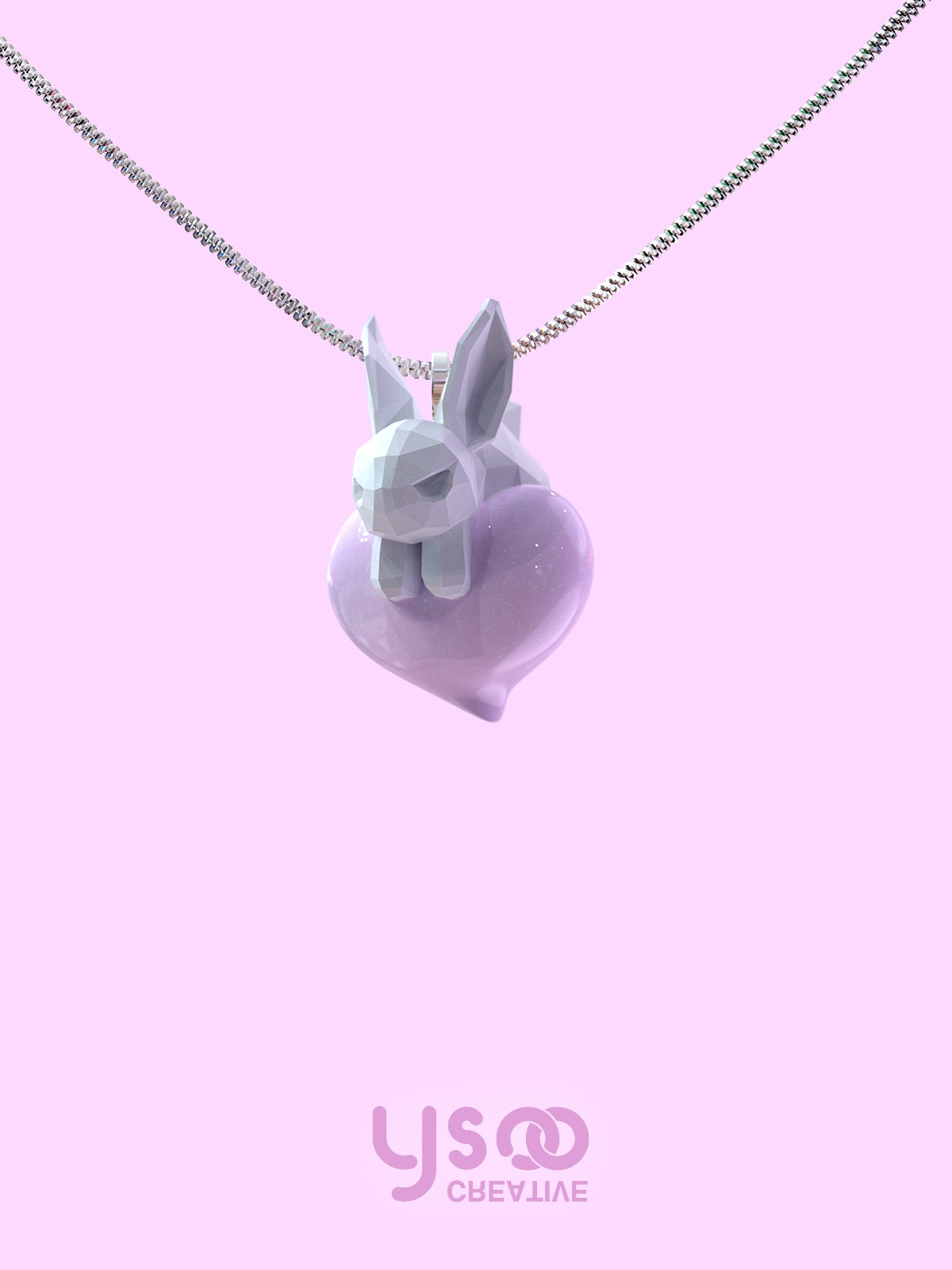 Fluorescence Rabbit Fancy Heart Necklace