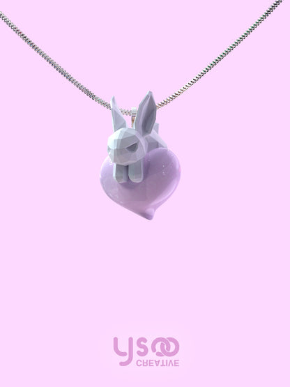 Fluorescence Rabbit Fancy Heart Necklace