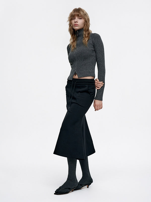 Mermaid Plain Middle Flare A-Line Skirt