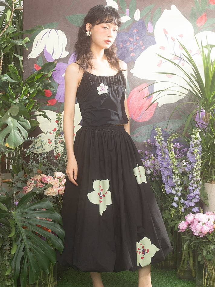 Retro Flower Girly Fluffily Long-Skirt