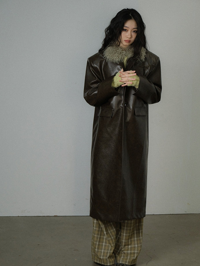 Leather Fer Cool High-End Oversize Long-Coat