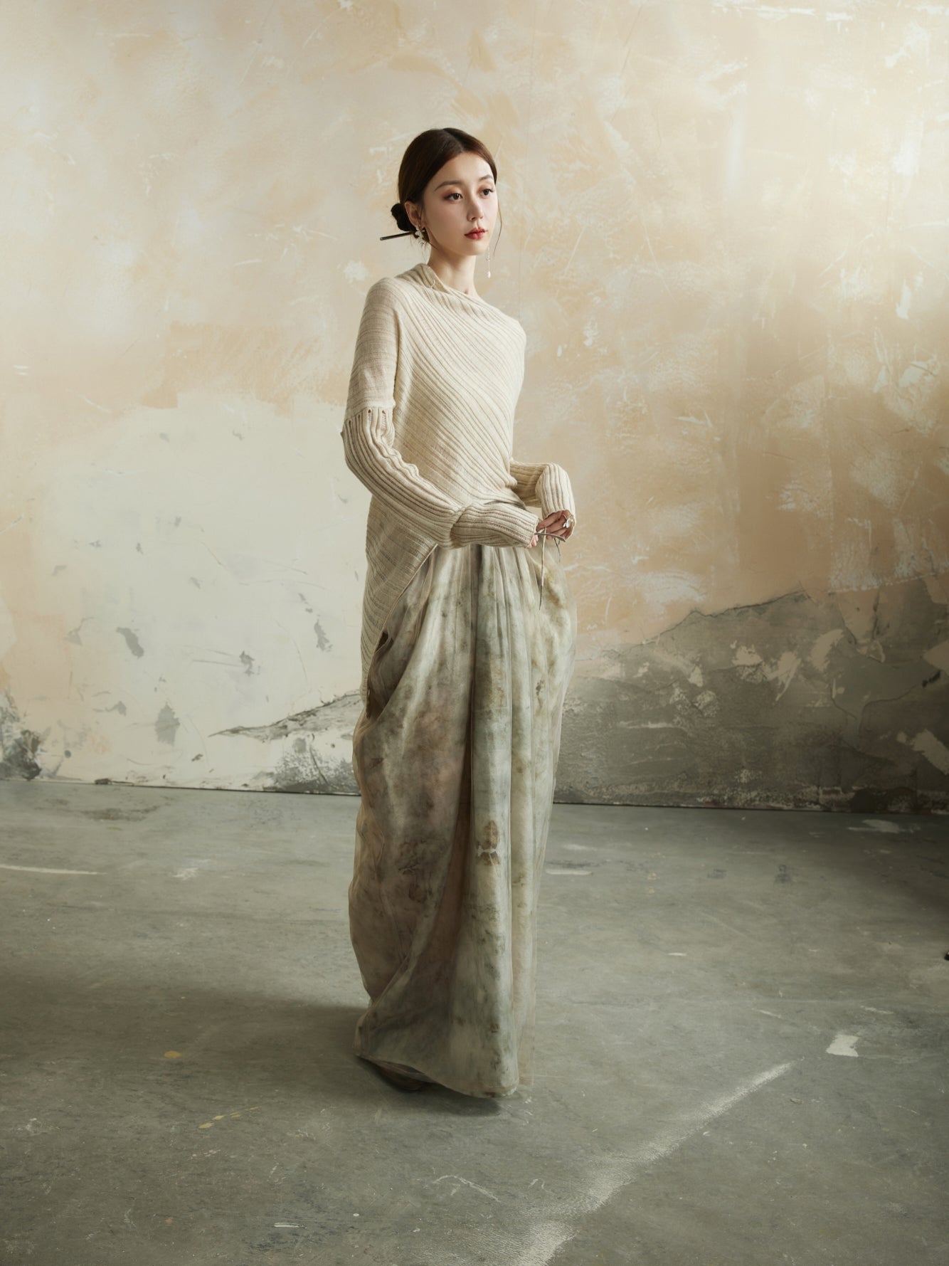 Tie-Dye Drape Elegant Ciffon Long-Skirt