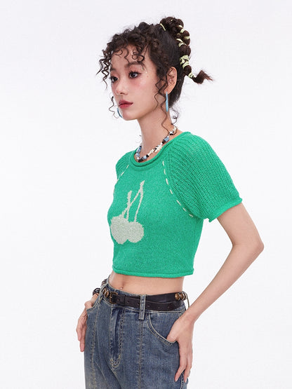 Cherry Cropped Girly Summer-Knit