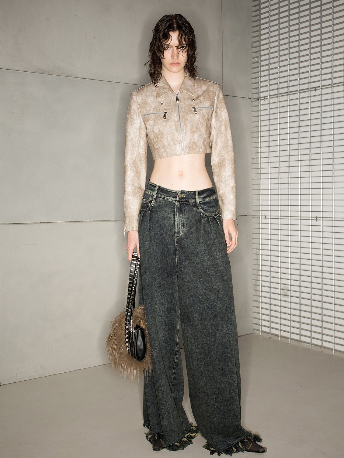 Denim Cut-Off Tassel Casual Wide-Pants