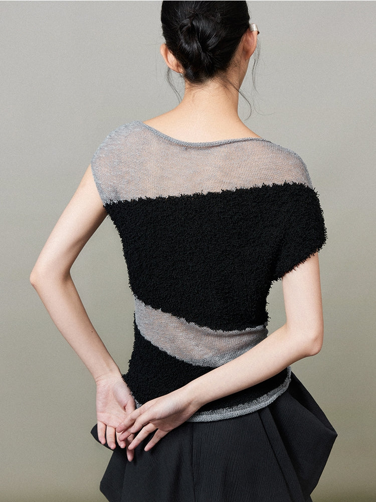 Mesh Sheer Nichi Asymmetry Summer-Knit