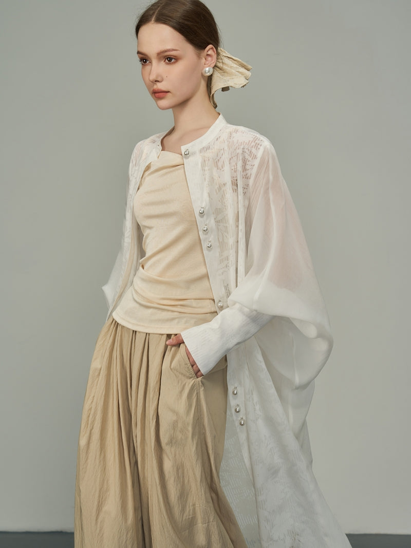 Long Cuffs Lace Dolman Long Band-Collar 카디건