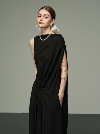 Sleeveless Elegant Asymmetry Nichi Long-One-Piece