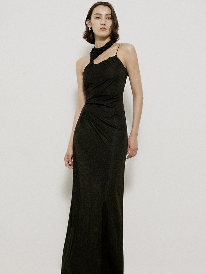 Nichi Drape Long Asymmetri Enge elegante einteilige Teile