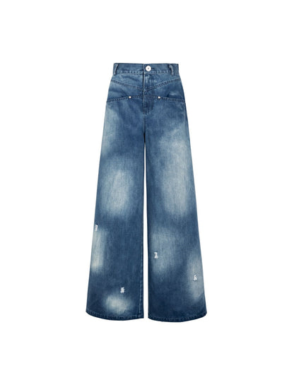 Nichi Faded Denim Loose Wide-Pants