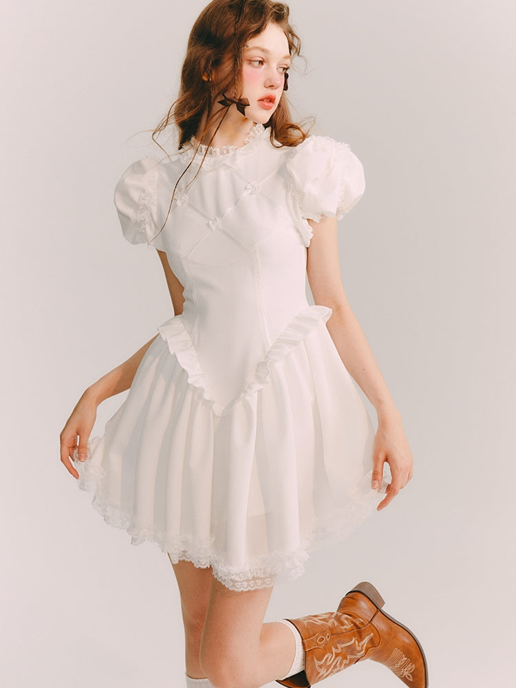 Puff-Sleeve Lace Frill Princess One-Piece – ARCANA ARCHIVE