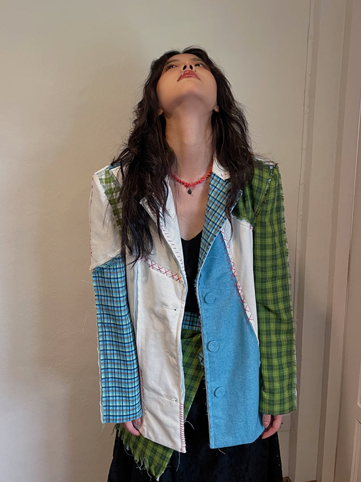 Patchwork Pop Cute Nichi Checked Jacket