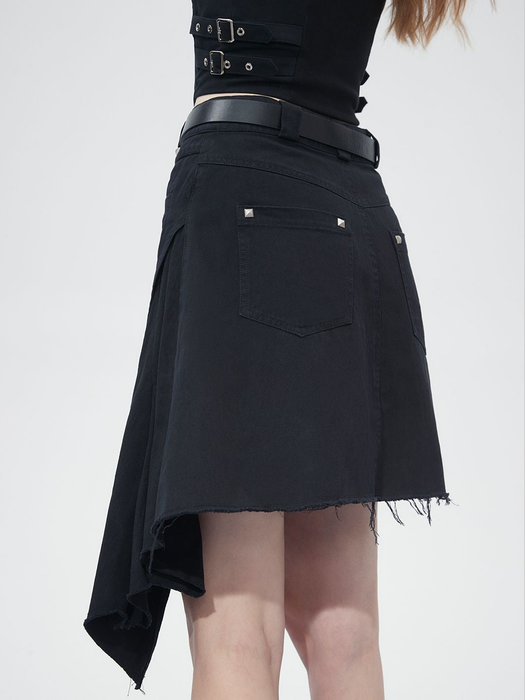 Asymmetry Damage Cut-Off Skirt