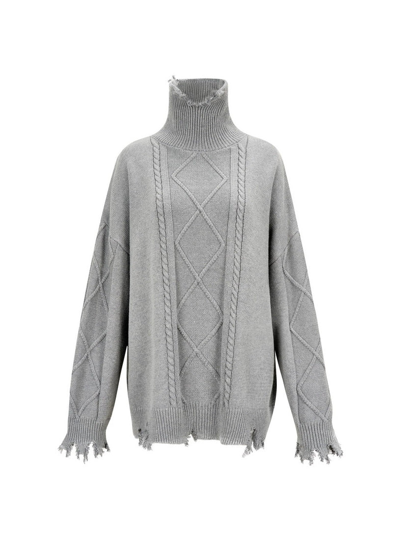 Damege High-Neck Retro Oversize Cable-Knit