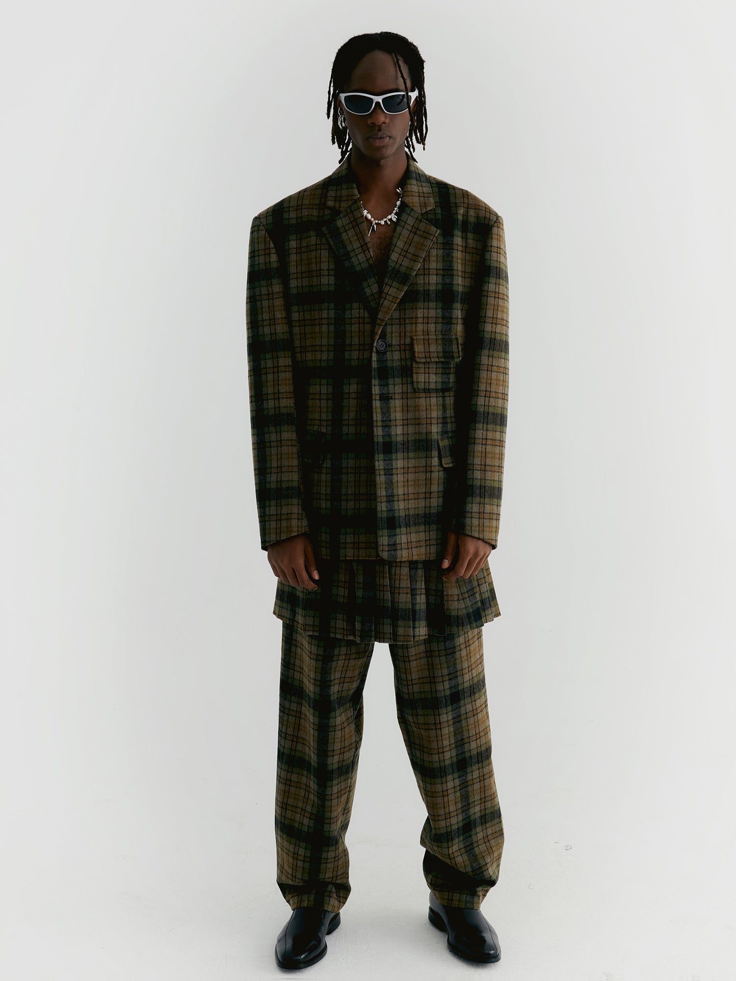 Unisex Checked Oversize 레트로 재킷