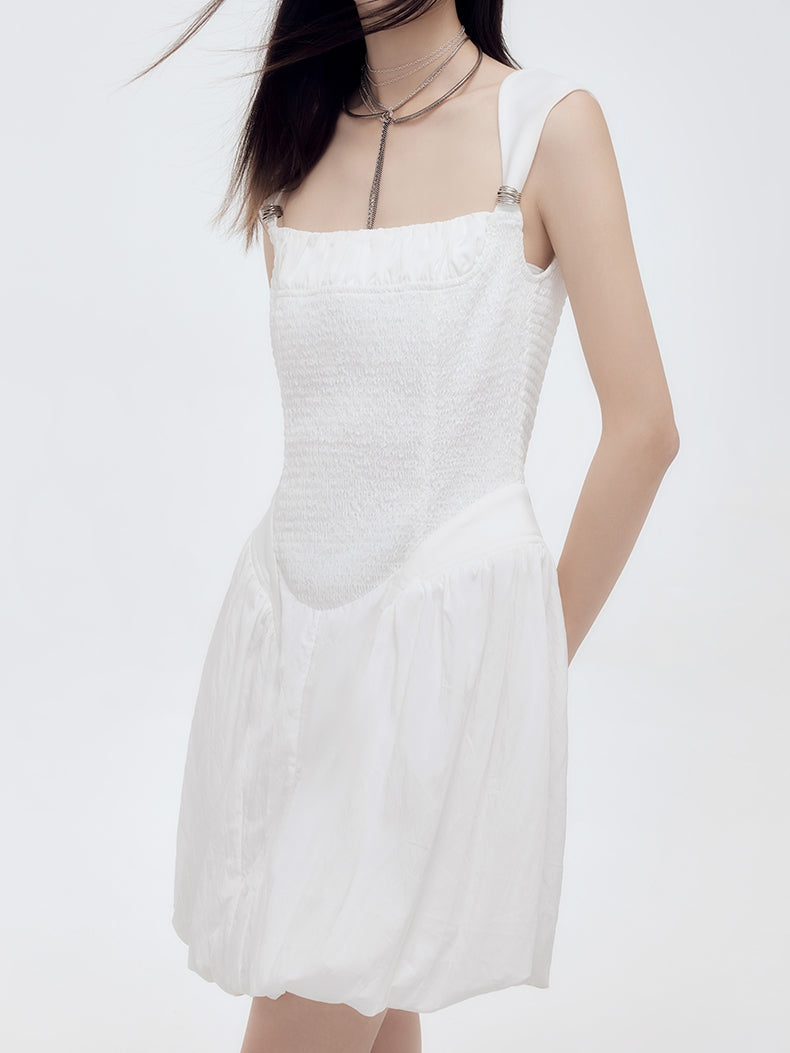 Embroidery Balloon Back-Open One-Piece Tops