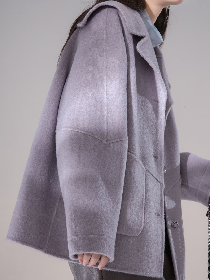 Big-Collar Retro Wool Long-Coat