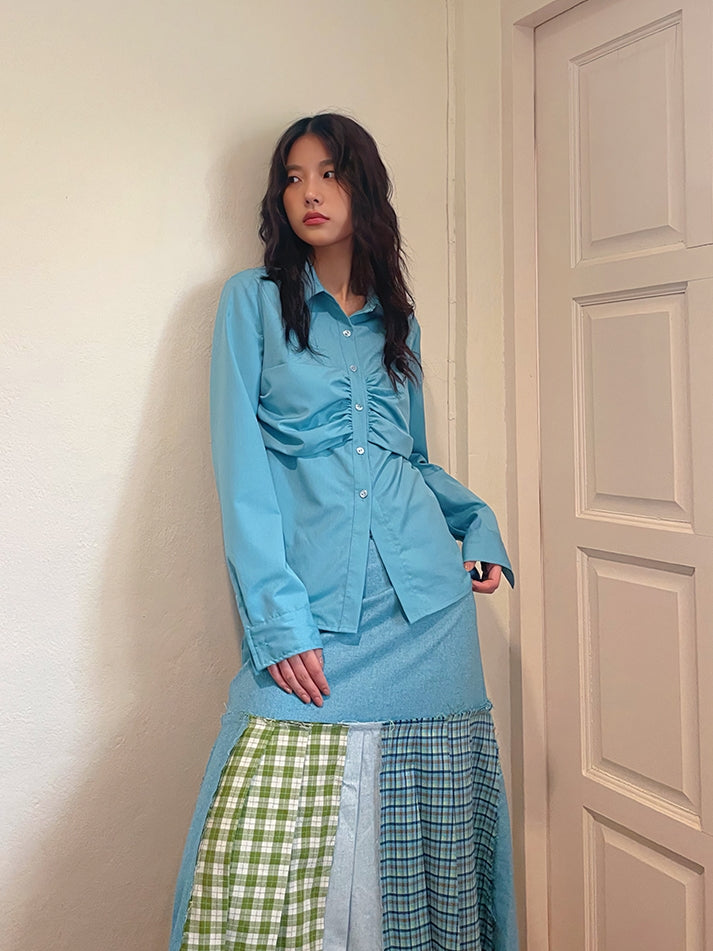 Patchwork Checked Girly Retro Long-Skirt