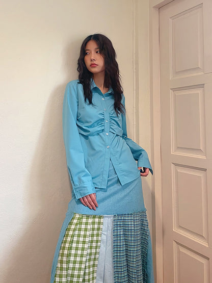 Patchwork Checked Girly Retro Long-Skirt