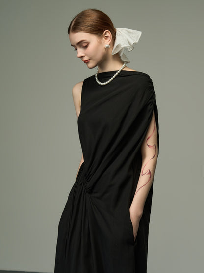 Sleeveless Elegant Asymmetry Nichi Long-One-Piece