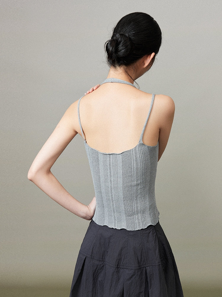 Back-Open Tight Summer-Knit Camisole