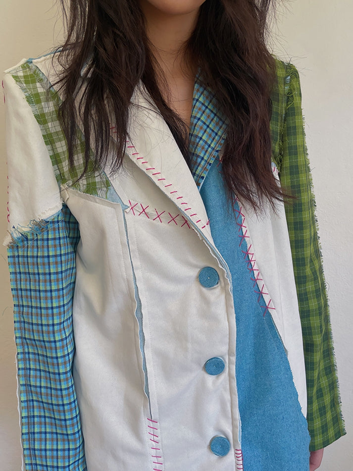 Patchwork Pop Cute Nichi Checked Jacket