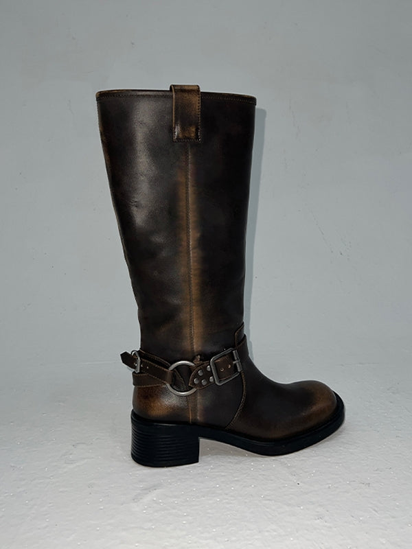 Retro Vintage Round-Toe-Jockey-Stiefel