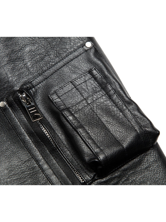 Volume-Sleeve Nichi Leather Tassel Fringe Jacket