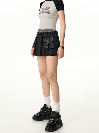 Leather-Pocket Mini Cool Skirt