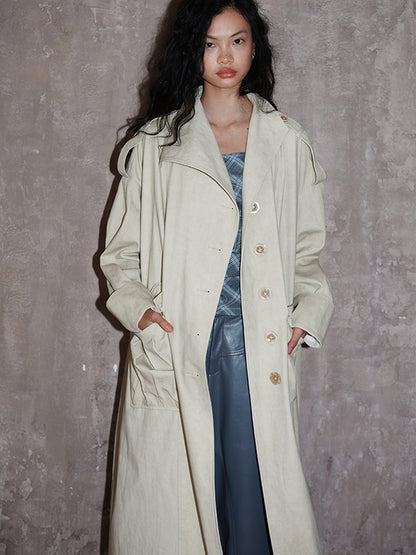 Denim Oversize Big-Silhouette Casual Long-Coat