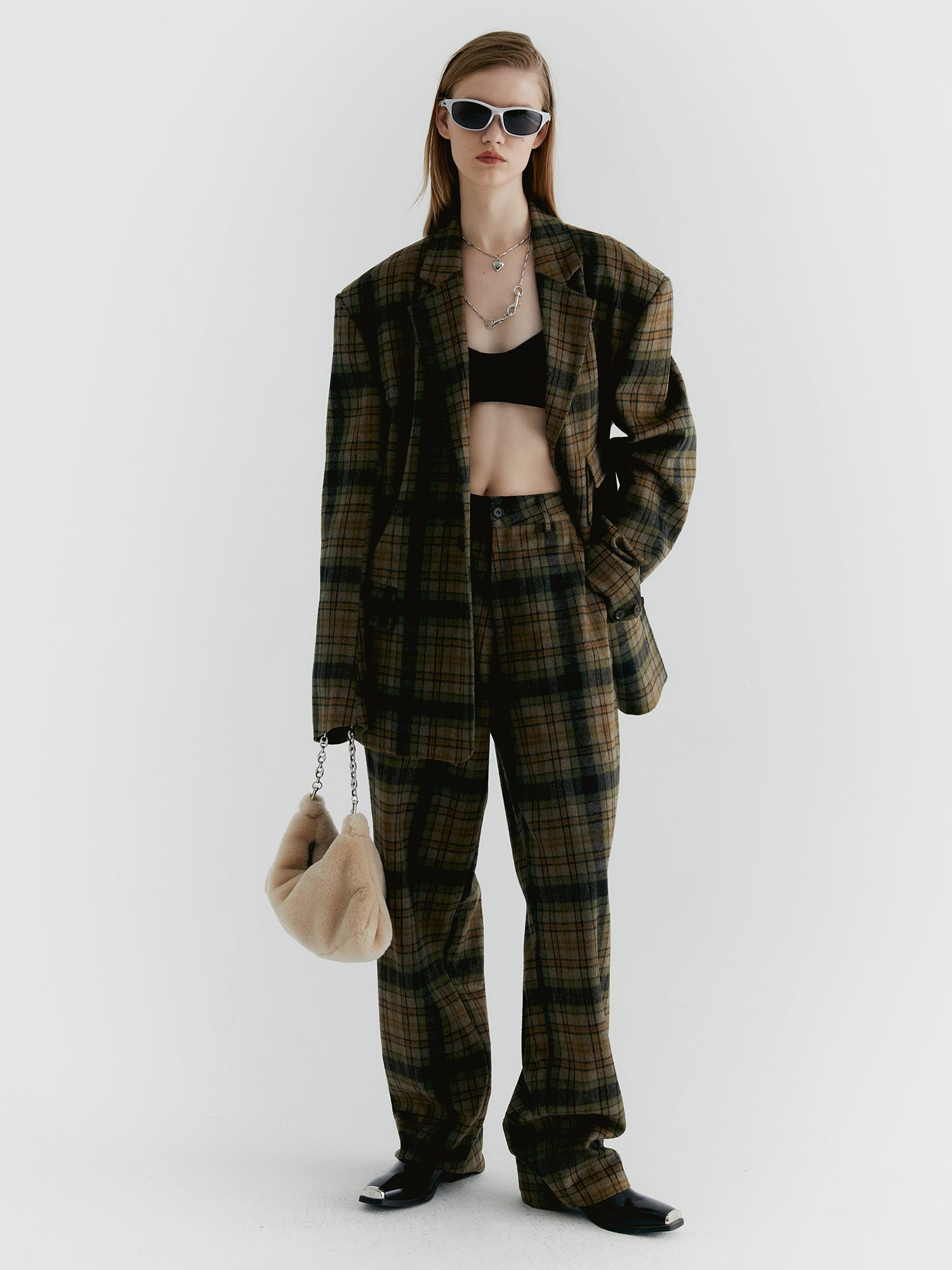 Unisex Checked Oversize 레트로 재킷