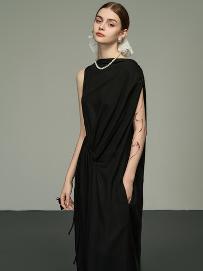 Sleeveless Elegant Asymmetry Nichi Long-One-Piece