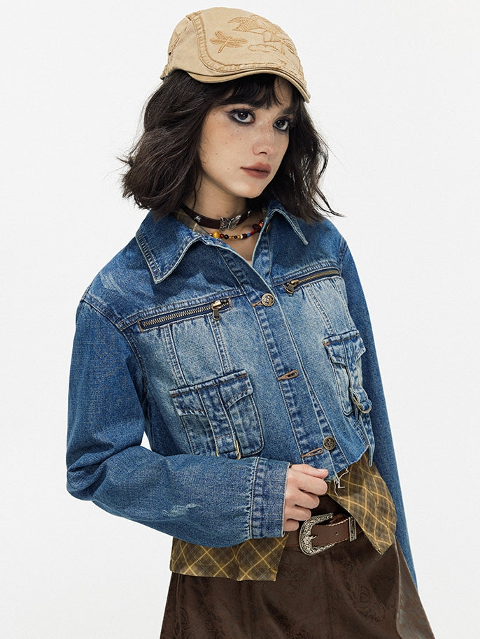 Casual Cropped Cut-off Short Denim-Jacket