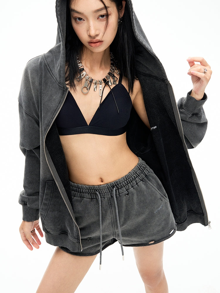 Faded Big-Silhouette Hoodie Oversize Parka